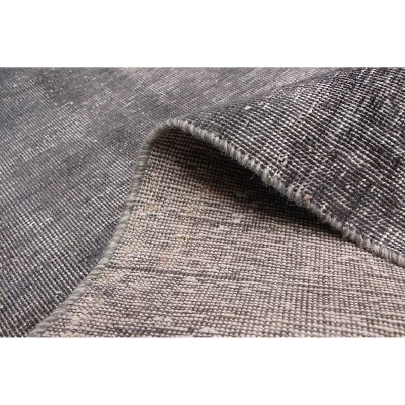 ECARPETGALLERY Hand-knotted Color Transition Dark Grey Wool Rug - 2'6 x 13'11