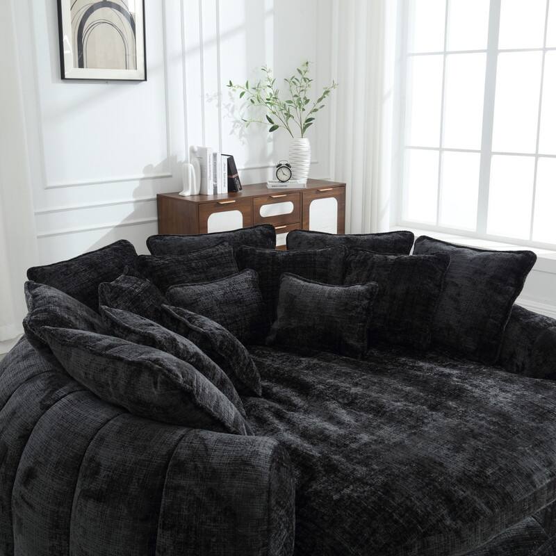81.10" Double Bread Extra Large Round Sofa Bed with Armrests and Large Cushions