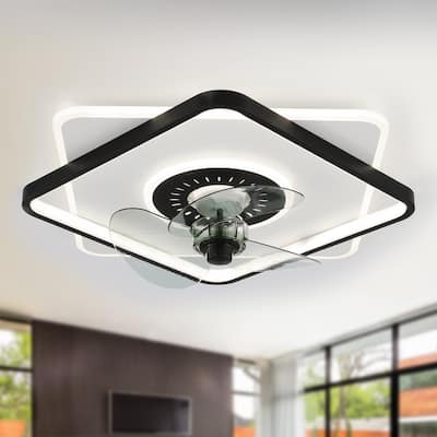 Cusp Barn 20-inch Low Profile Ceiling Fan with Light and Remote Control 6 Speeds Flush Mount Dimmable LED Lighting for Bedroom