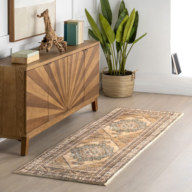 Nuloom Hollyn Vintage Medallion Machine Washable Area Rug