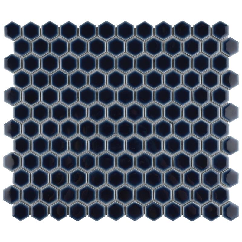 Merola Tile Hudson 1" Hex Smoky Blue 11-7/8" x 13-1/4" Porcelain Floor and Wall Tile
