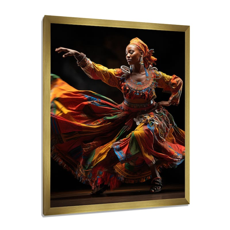 Designart "African Tribal Dance V" African American Art Framed Wall Decor