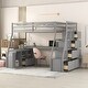 preview thumbnail 3 of 11, Loft Platform Bed with 7 Drawers 2 Shelves and Desk Storage Bed, Gray