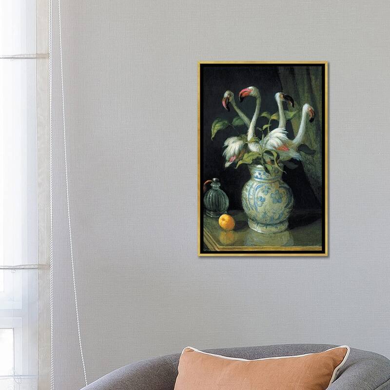 iCanvas "Flamingo Flowers" by Michael Sowa Framed Canvas Print