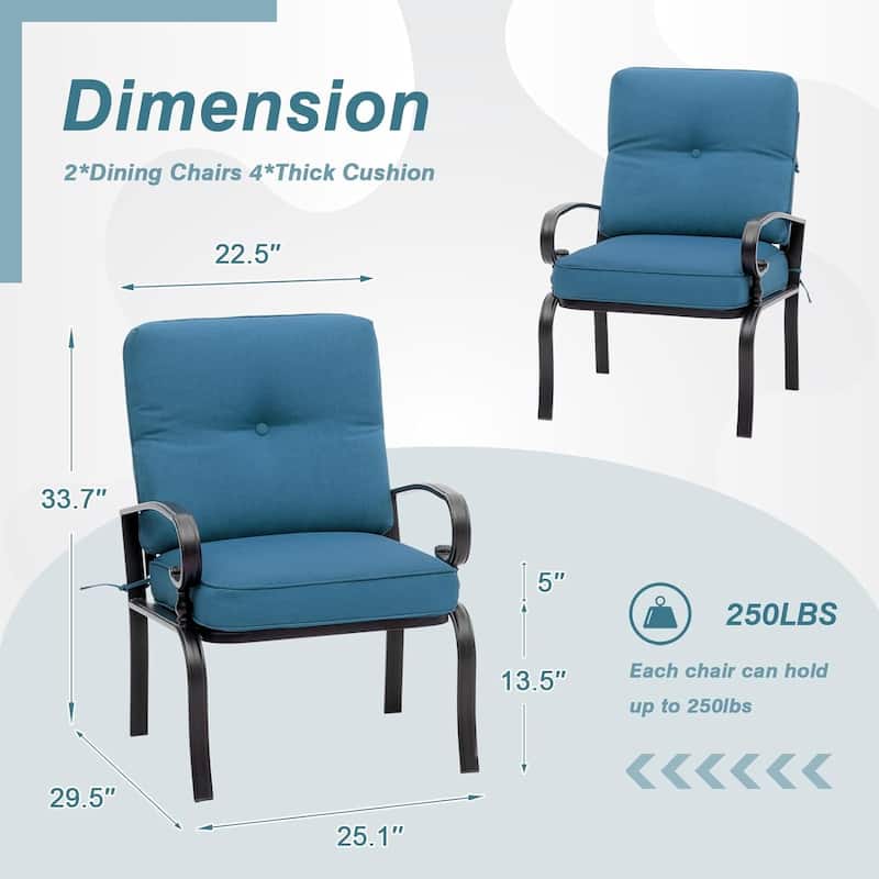 SUNCROWN 2-piece Outdoor Patio Cushioned Dining Chairs