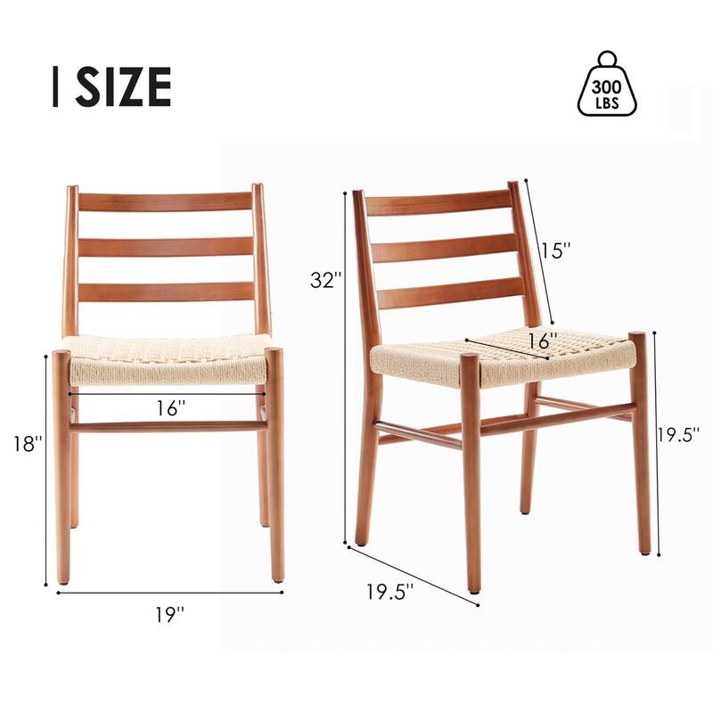 Modern Dining Chairs Woven Rope Seat with Sturdy Metal Frame (Set of 2)
