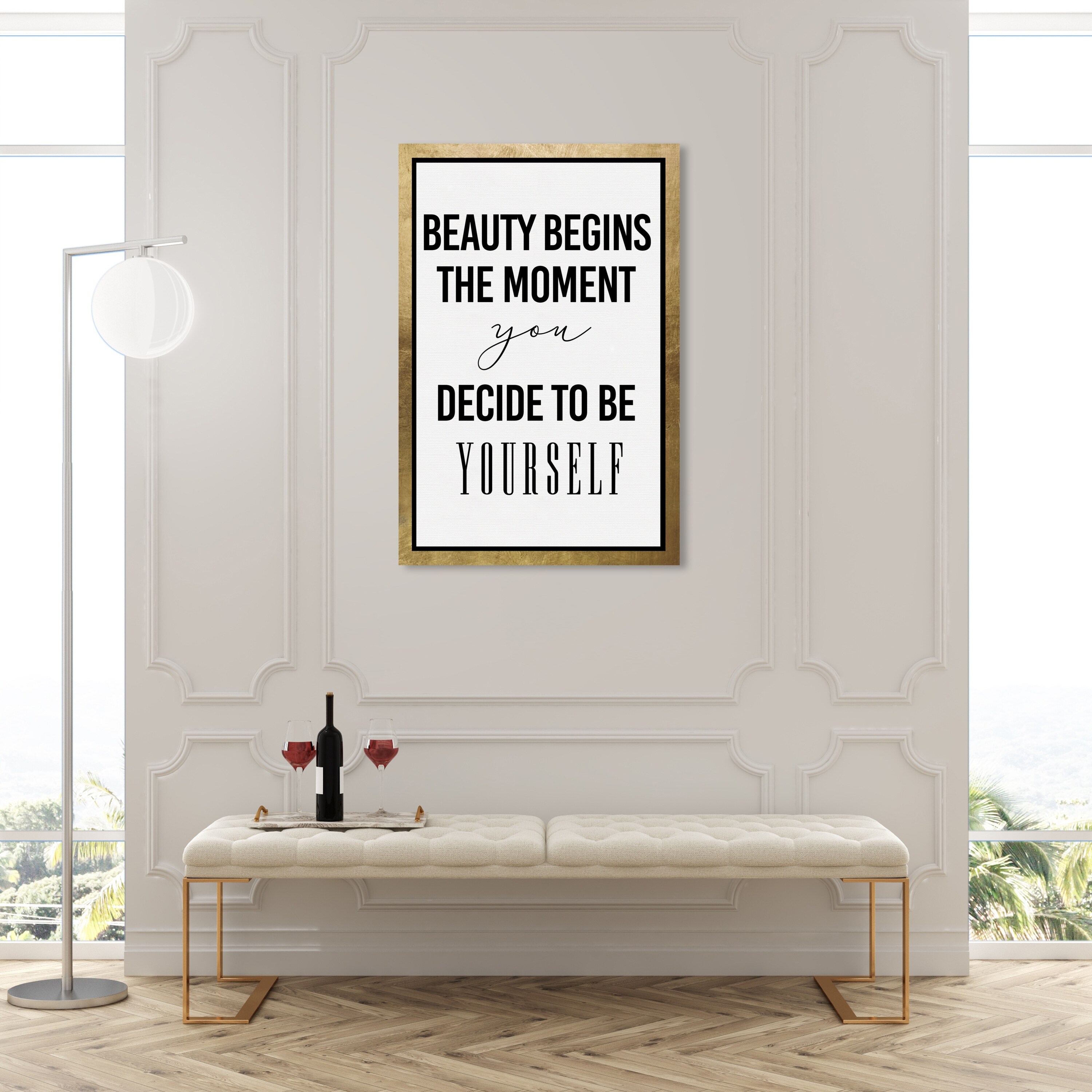 Oliver Gal 'Be Yourself' Typography and Quotes Wall Art Canvas Print Beauty  Quotes and Sayings - White, Gold - Bed Bath & Beyond - 32480023