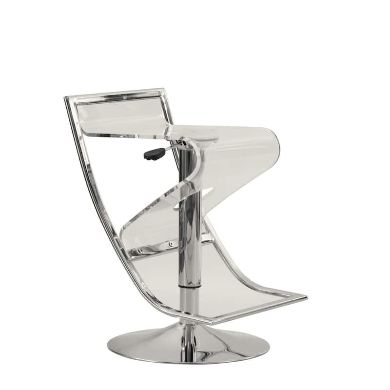 Napoli Clear Acrylic Height Adjustable Bar Stool - Modern Transparent Swivel Counter Height Chair for Kitchen or Home Bar