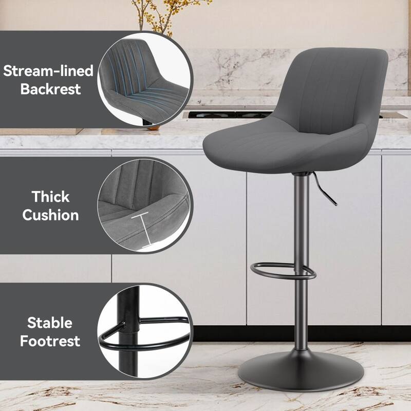 Set of 2 Adjustable Counter Height Swivel Bar Chairs