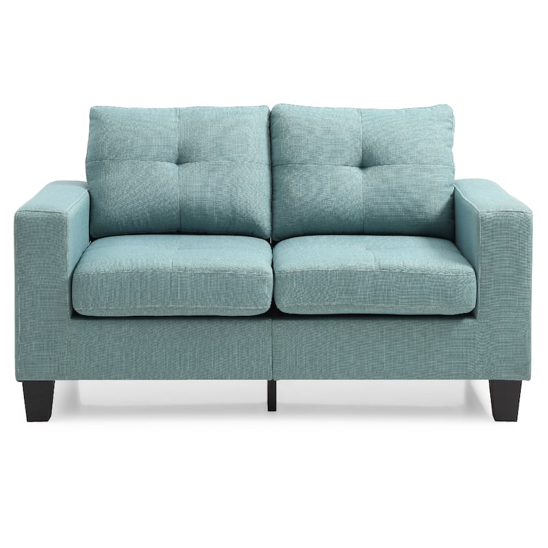 Flared Arm Tufted Straight Sofa - 58" - Teal