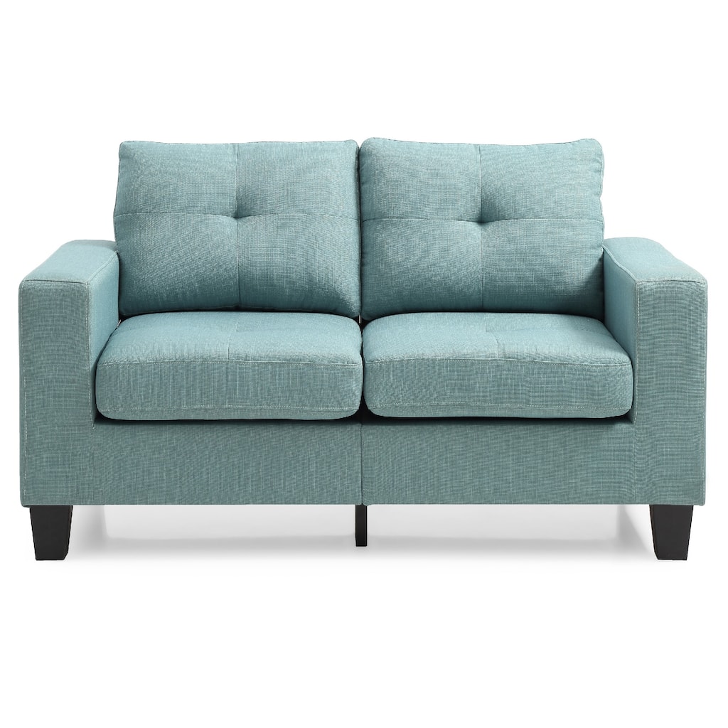 Flared Arm Tufted Straight Sofa - 58" - Teal