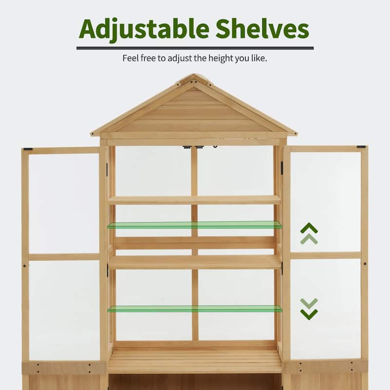 MCombo Cold Frame Greenhouse with Adjustable Shelves, Solid Wood 0847