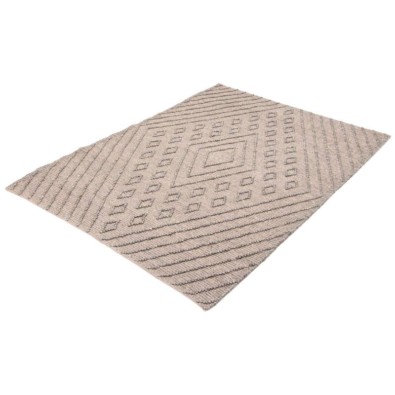 ECARPETGALLERY Braid weave Sienna Grey Wool Rug - 6'1 x 8'5