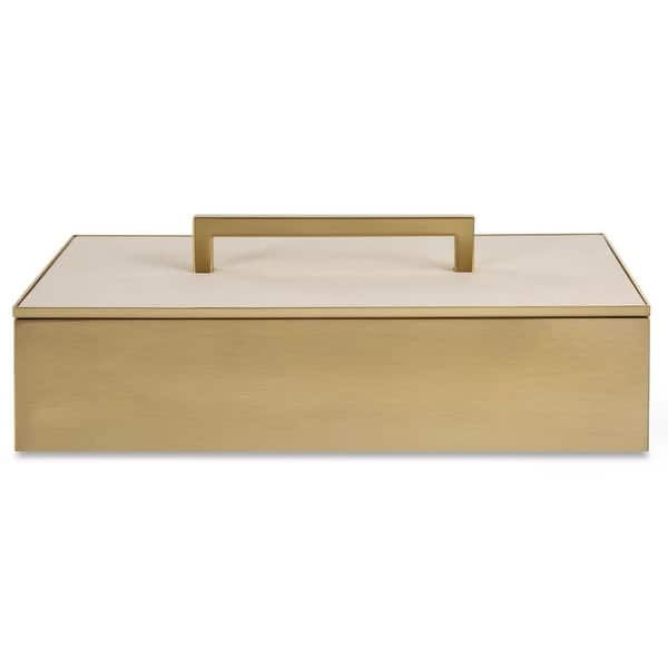 slide 2 of 5, Uttermost 18110 Wessex 4-3/4" Tall MDF and Metal Boxes Brass / White