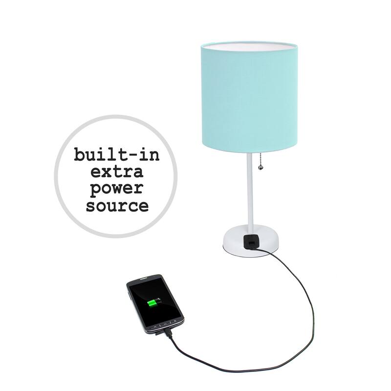 Simple Designs 19.5" 2 Pack Table Desk Lamp Set with Charging Outlet - 19.50
