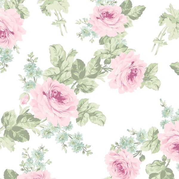 slide 2 of 4, Shabby Chic by Rachel Ashwell Royal Bouquet Pink Wallpaper