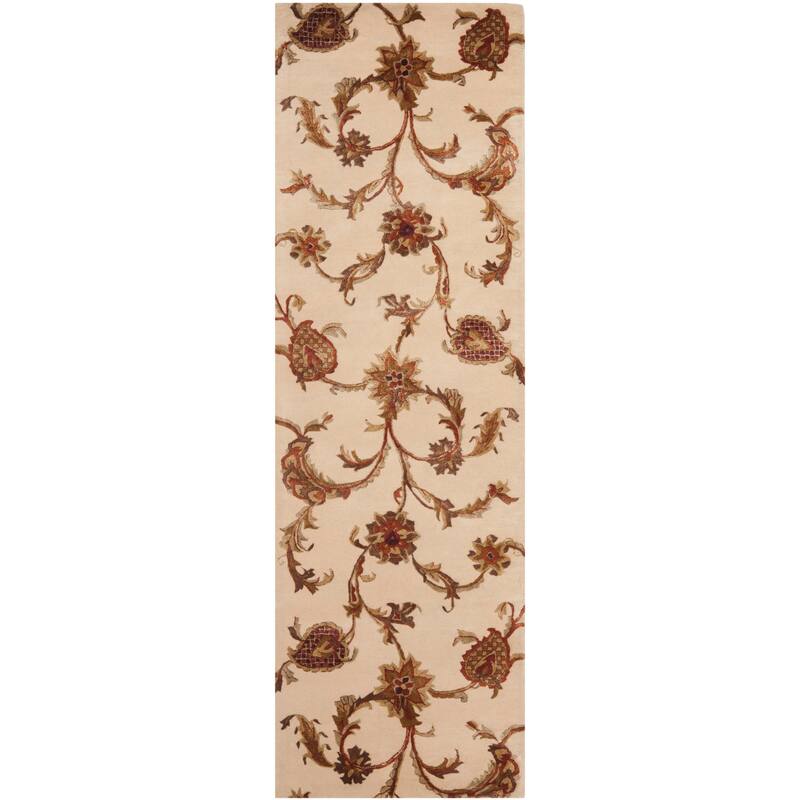 SAFAVIEH Handmade Soho Wesseline Paisley N.Z. Wool Rug - 2'6" x 8' Runner - Ivory/Gold - Runner