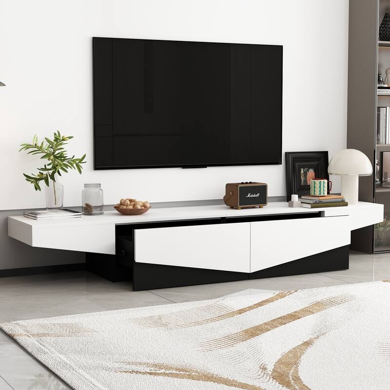 Modern Color Matching Entertainment center, 2 drawers, Black&White - 78.7"W