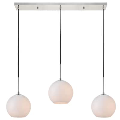 Elegant Lighting Baxter 3 Light 36" Wide Linear Pendant with Frosted