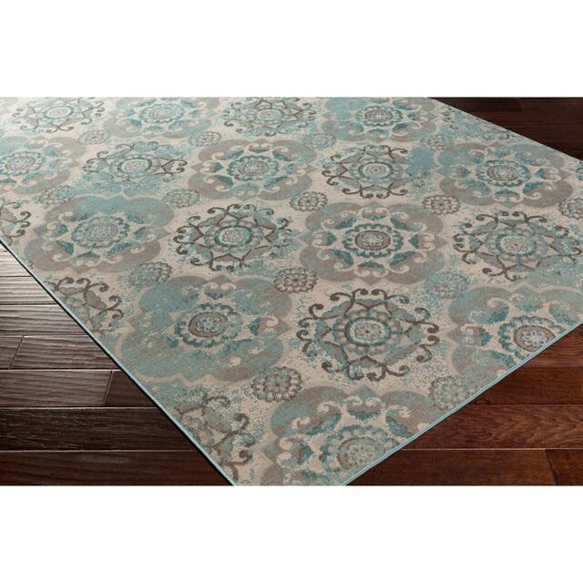 Enid Transitional Distressed Moroccan Medallions Area Rug