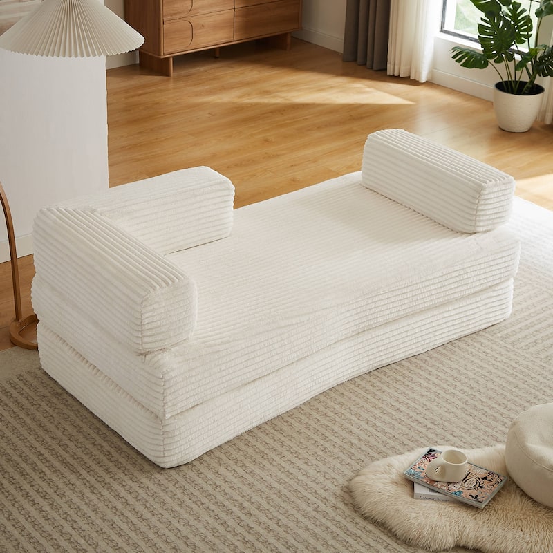 Rossetta Modern Modular Classic Color Scheme Corduroy Fabric Boneless Loveseat Sofa, No Assembly