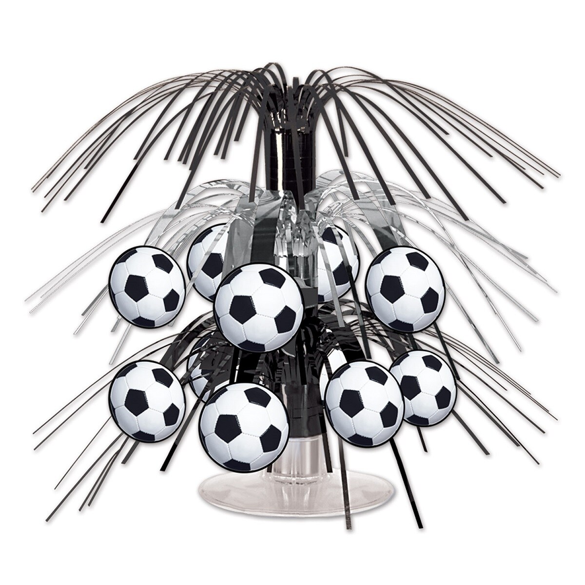 Shop Club Pack Of 12 Black And Silver Soccer Ball Miniature