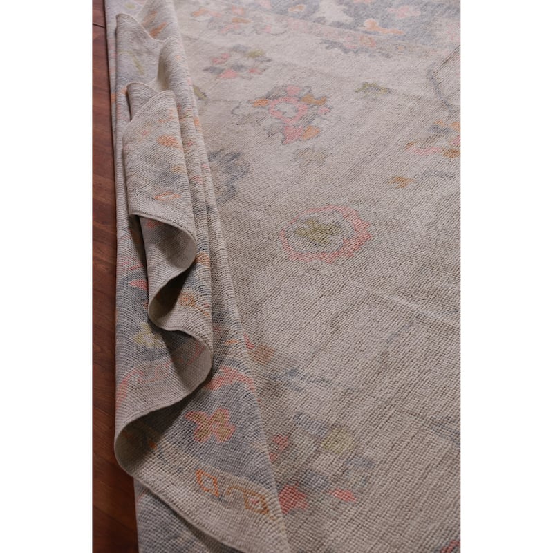 Hand Knotted Oriental 100% Wool Carpet Transitional All-Over Beige & Ivories Oushak Area Rug - 10' 1'' X 7' 10''