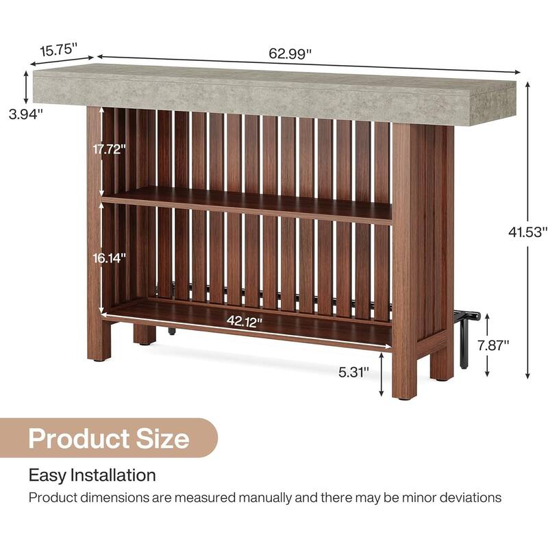 3 Tier Home Bar Unit, Mini Bar Table Height Pub Table with Footrest
