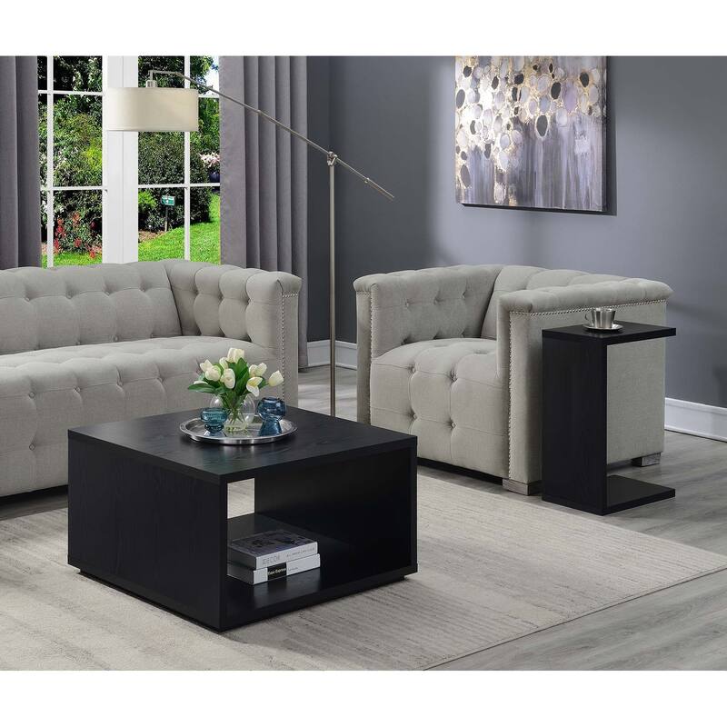 Convenience Concepts Northfield Admiral Square Coffee Table with Shelf - Black