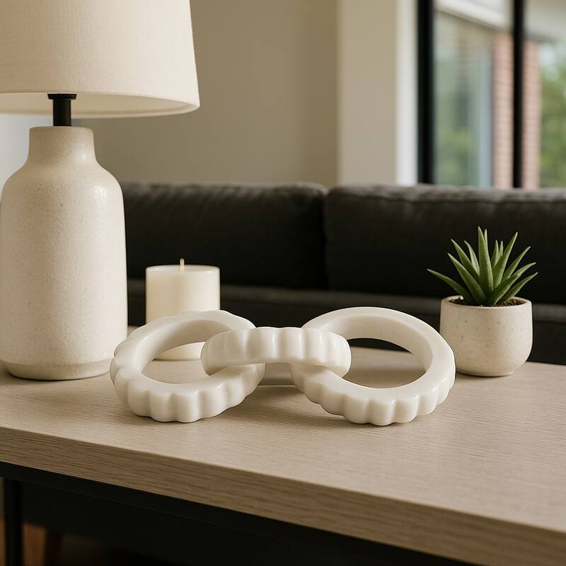 Carved Marble Chain Decorative Objects Home Decor - 8" White - 8.0" - White - 8.0"