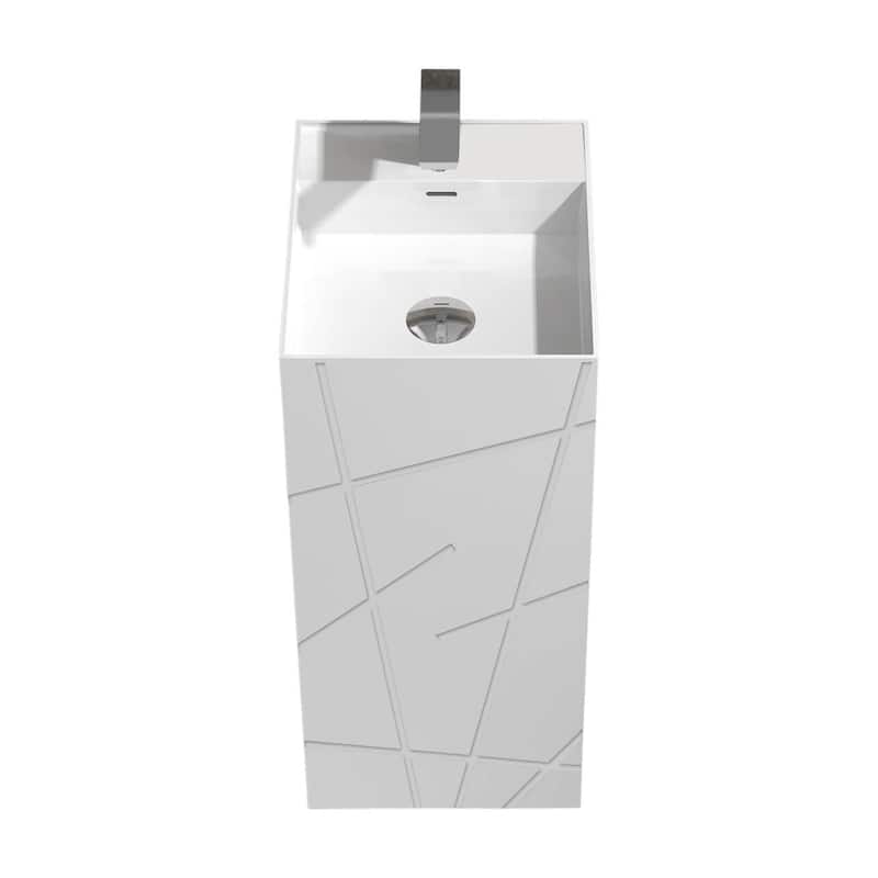 Springhill Collection Pedestal, Elegant Square Shaped Pedestal Sink, Centerset Faucet Hole, Solid Surface