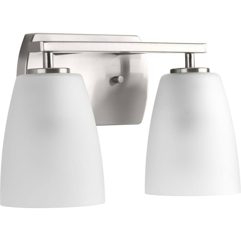Leap Collection Two-Light Brushed Nickel Etched Glass Modern Bath Vanity Light - 8.375" x 13.875" x 6.125" - 8.375" x 13.875" x 6.125"