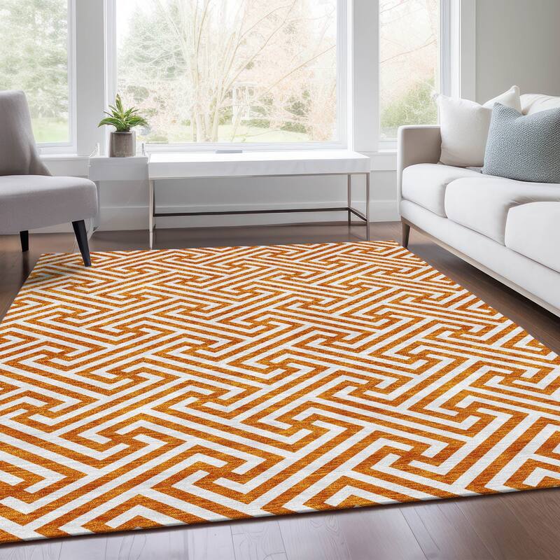 Machine Washable Indoor/ Outdoor Chantille Geo Modern Rug
