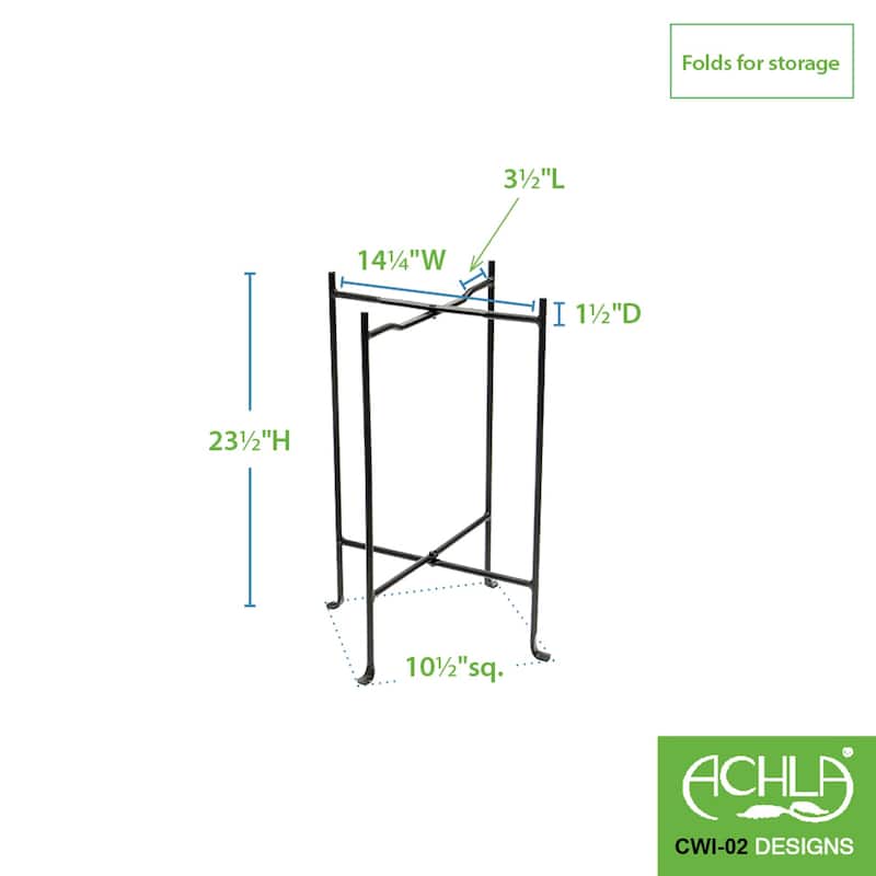 Achla Designs Multi Purpose Folding Floor Stand, 18 Inch Diameter, Black Powder Coat Finish - 18"