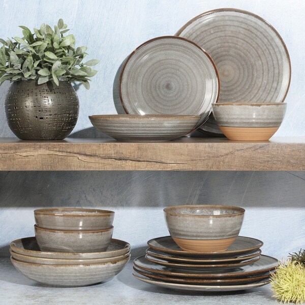 Gibson Elite Dreamweaver 16-Piece Double Bowl Reactive Glaze