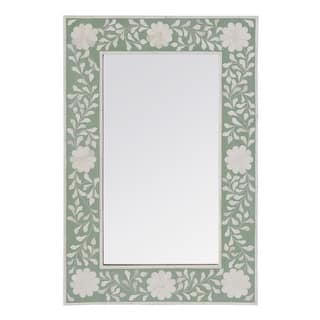 Vivienne 16 in. W x 24 in. H Rectangular Bone Inlay Horizontal or Vertical Hanging Accent Wall Mirror