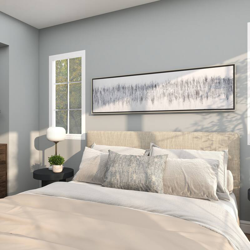 Gray Canvas Abstract Living Room Framed Wall Art with Silver Frame