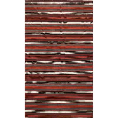 Hand Woven Oriental 100% Wool Carpet Southwestern Geometric Multi-Colored Kilim Area Rug - 8' 1'' X 4' 11''