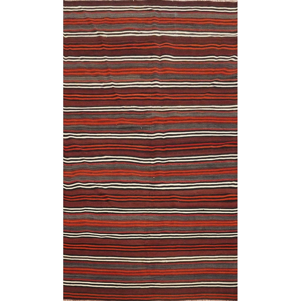 Hand Woven Oriental 100% Wool Carpet Southwestern Geometric Multi-Colored Kilim Area Rug - 8' 1'' X 4' 11''