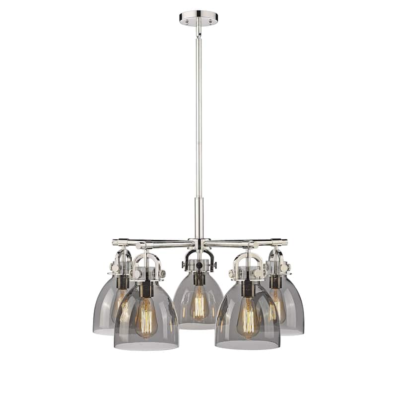 Innovations Lighting Newton Bell - 5 Light 7" Stem Hung Chandelier