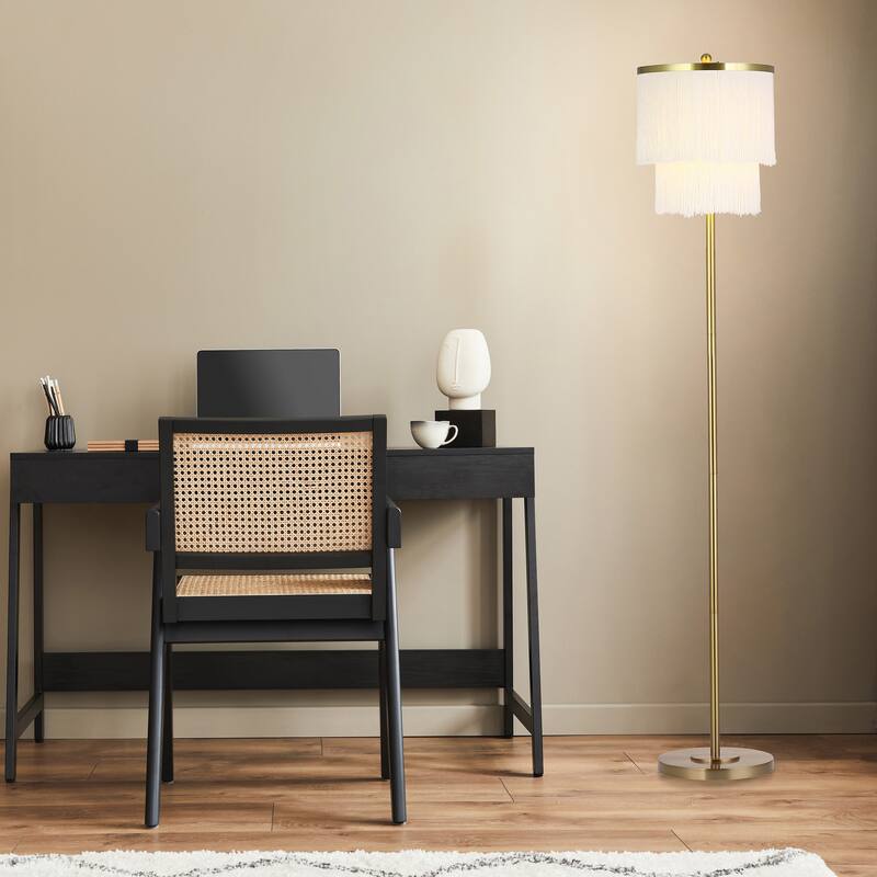 Rosa River of Goods Metal Floor Lamp With Fringe Shade