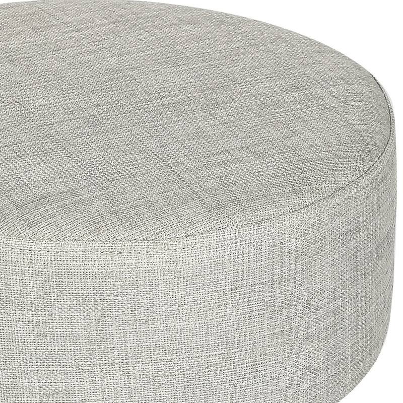 Adeco Round Ottoman Linen Footstool