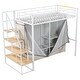 preview thumbnail 12 of 17, Twin Size Metal Loft Bed with Wardrobe and Storage Shelves
