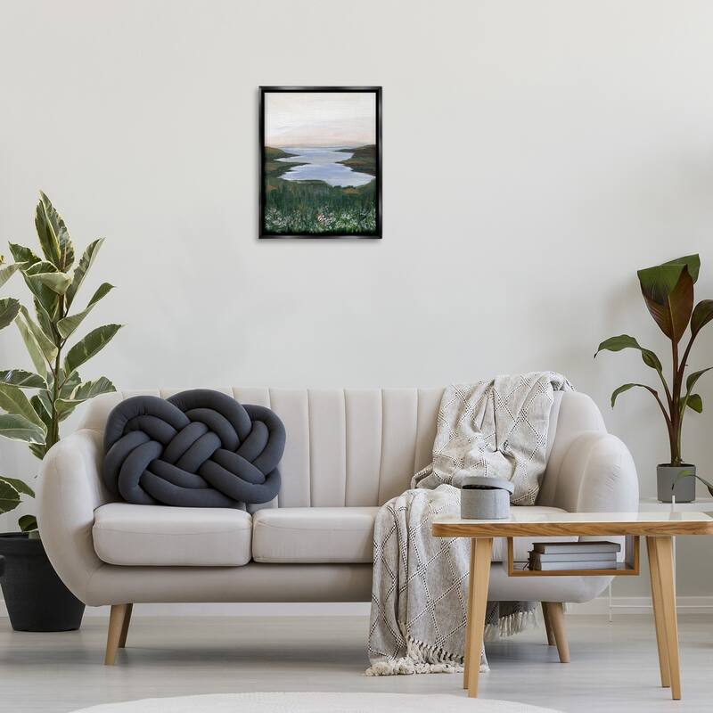 Stupell Peaceful Greenery by Lake Framed Floater Canvas Wall Art Design By Nikita Jariwala