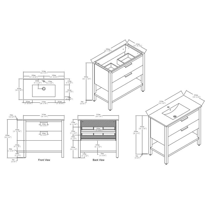 BNK 30/36 Inch Bathroom Vanity With Single Sink,Modern Bathroom Vanities With Soft Close Drawer And Shelf