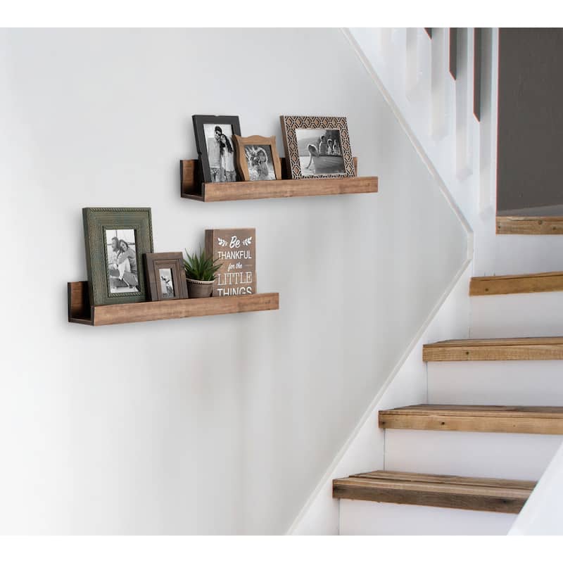 Levie 24 inch 2-Pack Wood Wall Picture Frame Holder Ledge