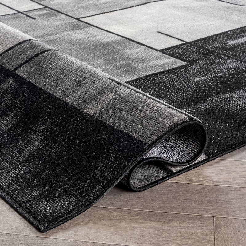 Modern Linear Area Rug for Living Room, Bedroom, or Entryway - Low Pile Indoor Rug