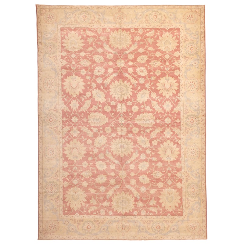 ECARPETGALLERY Hand-knotted Oushak Red Wool Rug - 10'1 x 13'9