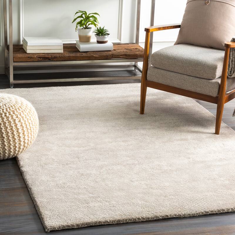 Fazeley Hand Knotted Wool Blend Casual Area Rug - 2' x 3' - Light Grey
