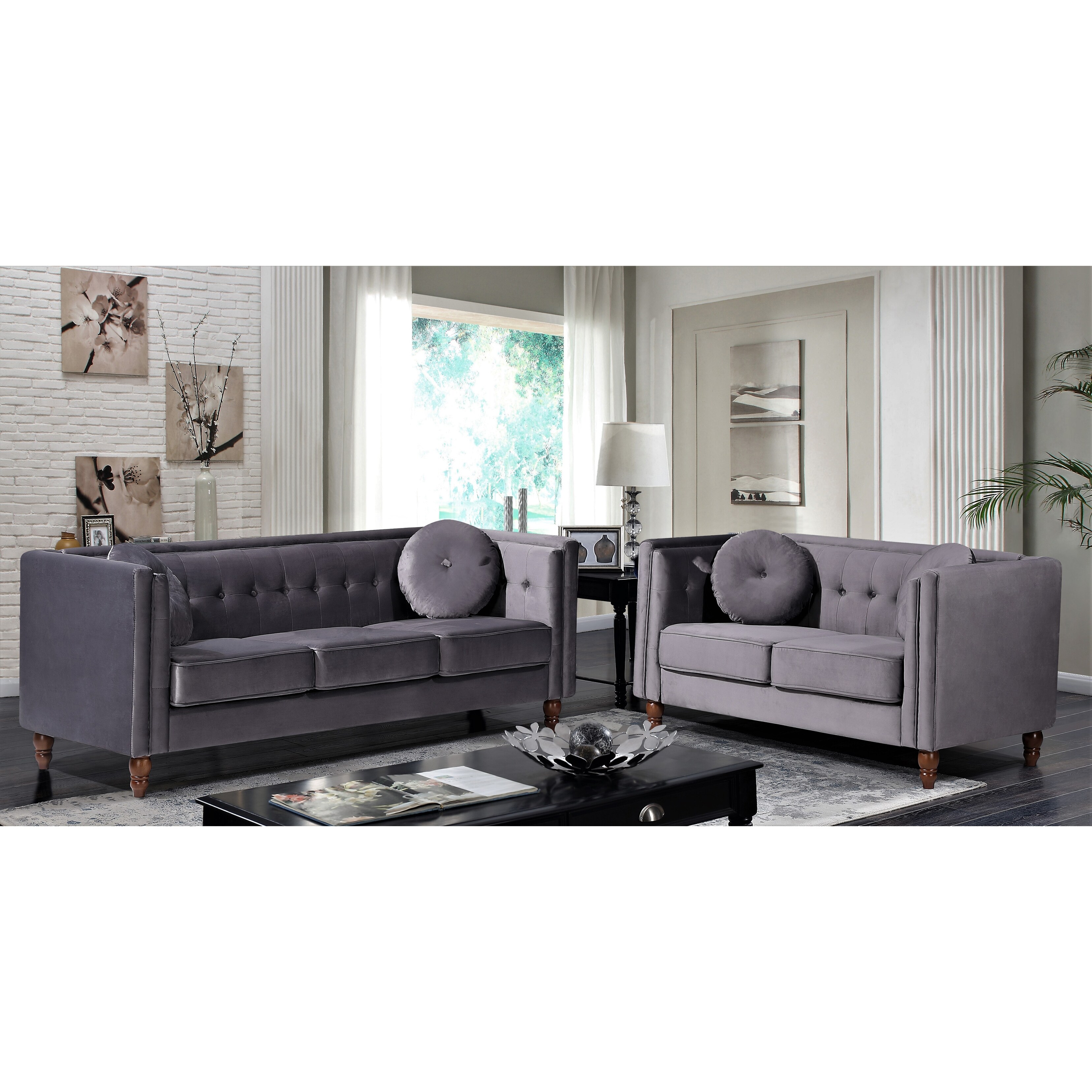 Uspridefurniture Villeda Velvet 2 PCS Living Room Set, Sofa